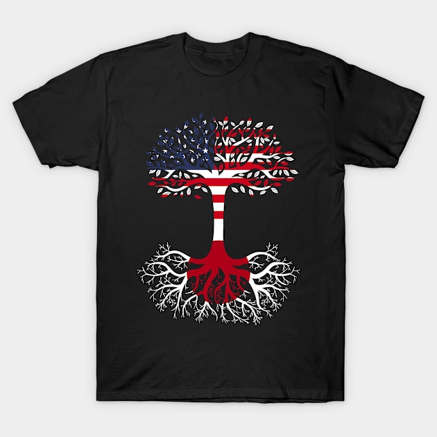 American Grown Japan Roots Japan Flag T-Shirt by BramCrye